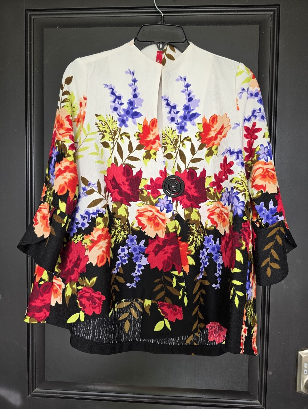 IC by Connie K Floral Button Front Jacket Blazer Top Multicolor Sz S Art To Wear - Picture 2 of 9